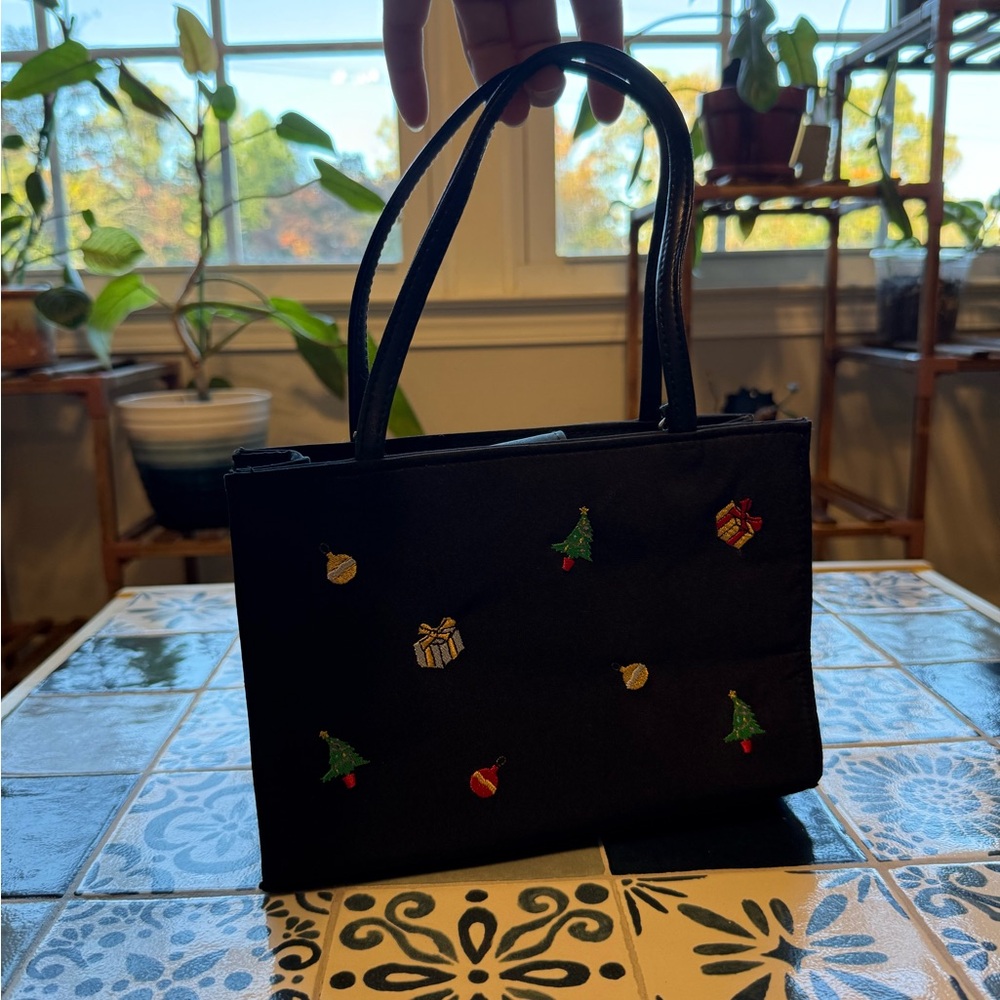 Tiannl Black Mini Bag with Festive Embroidery